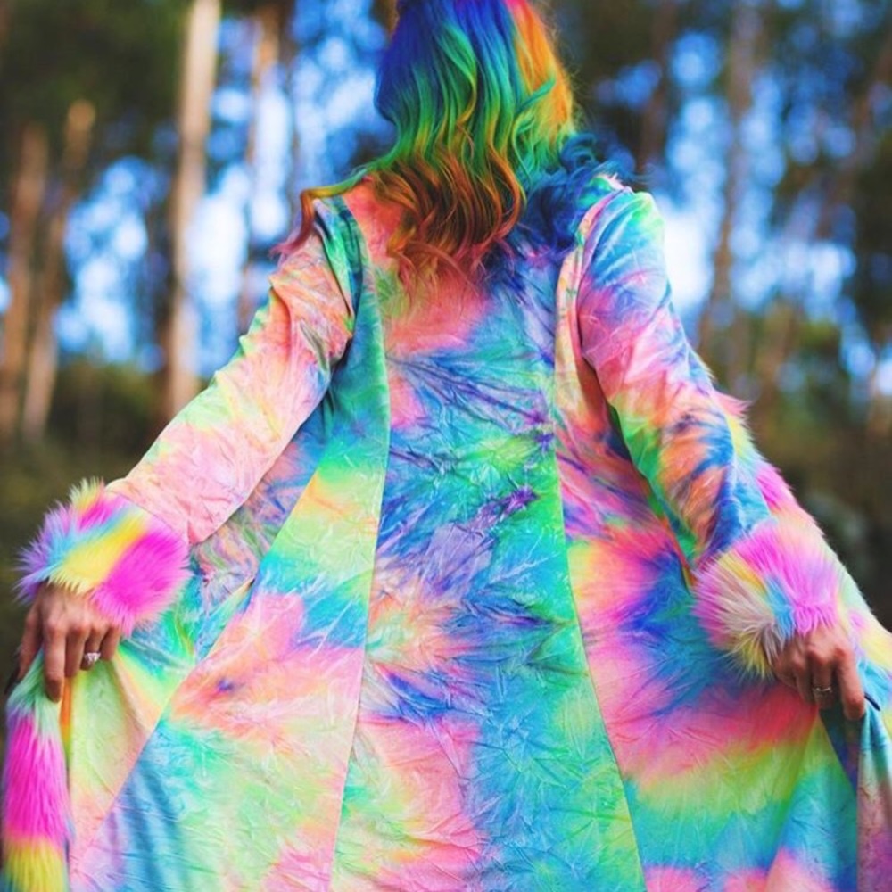 🌟ISO Rainbow Velvet Fur Jacket🌟 - Picture 4 of 4